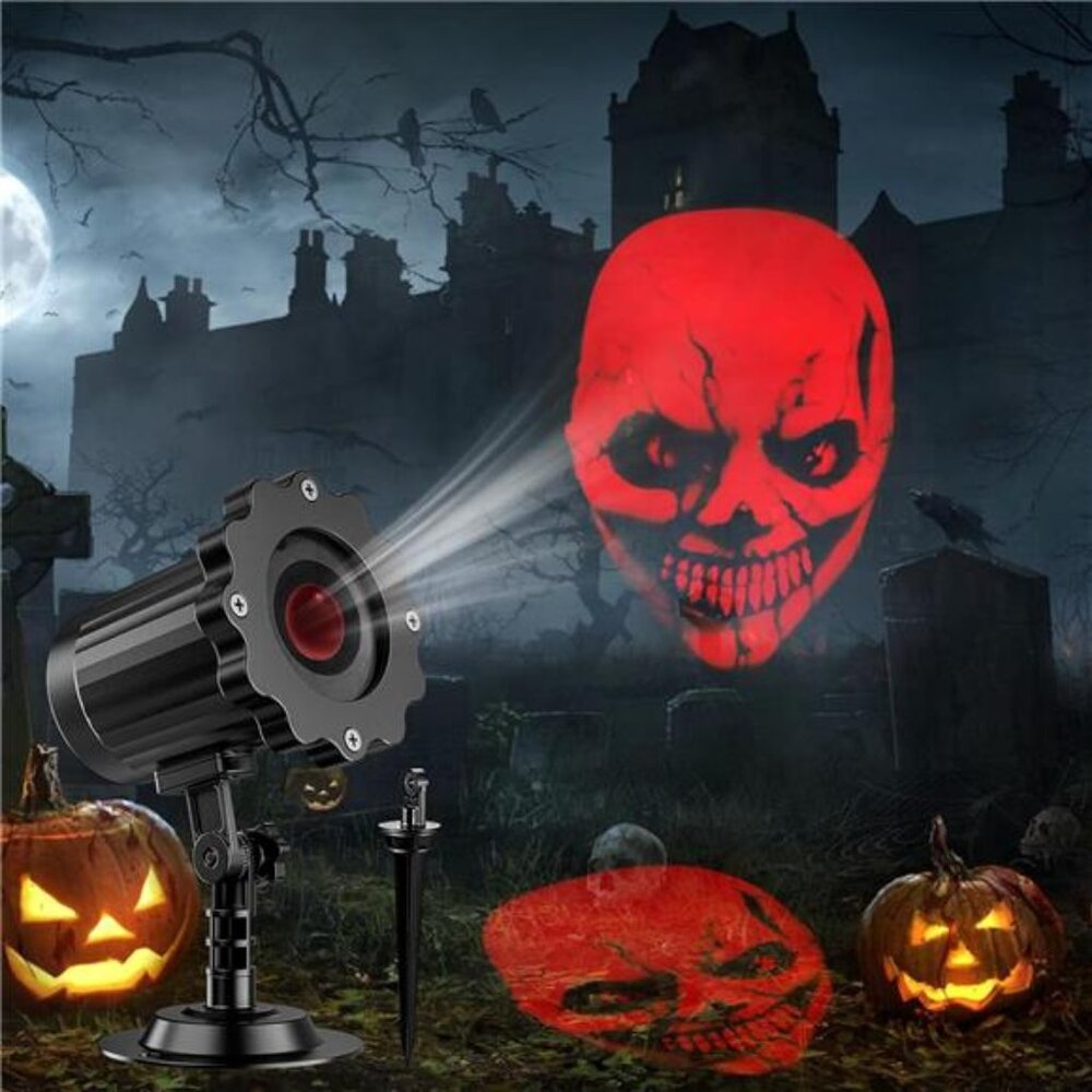 Halloween Projector Lights Outdoor Indoor - 3D Dynamic Red Skull Projector Decor